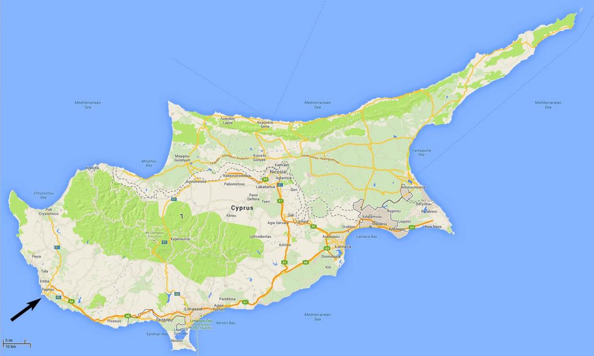 harta Cipru arată aeroporturi