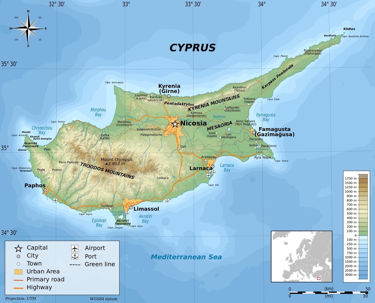 Cipru geografie hartă