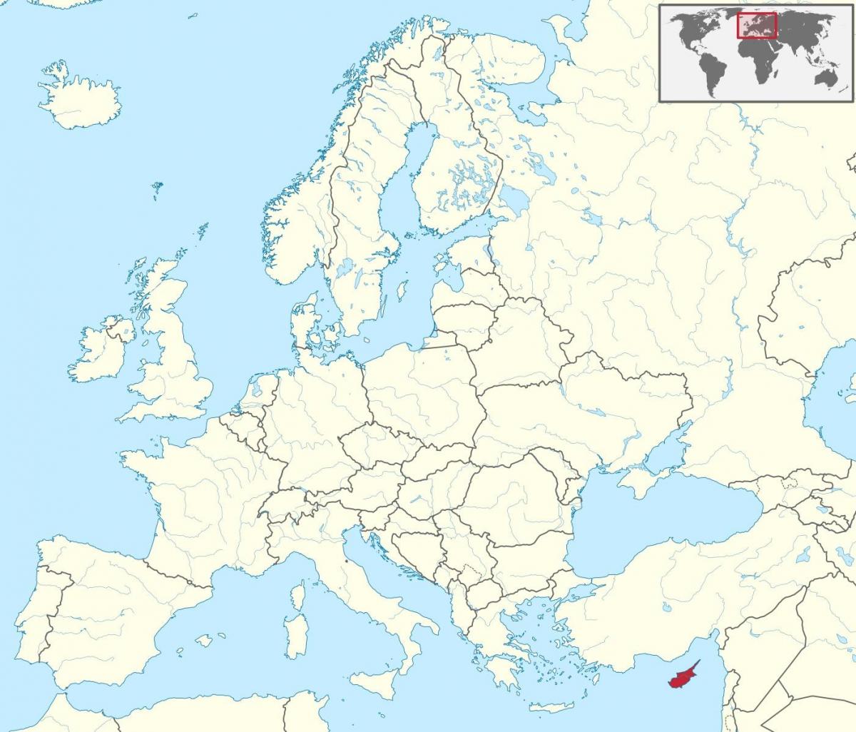 hartă a lumii care arată Cipru