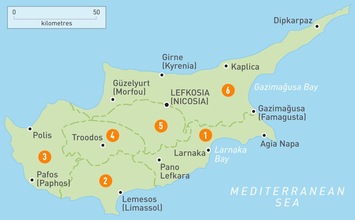 Harta Cipru regiuni 