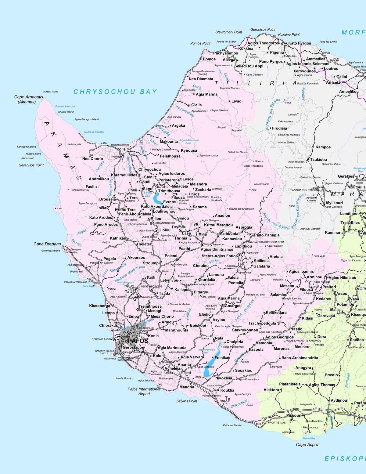 harta strada din paphos, Cipru