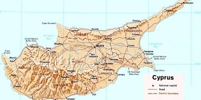 Harta detaliată a Ciprului, insula