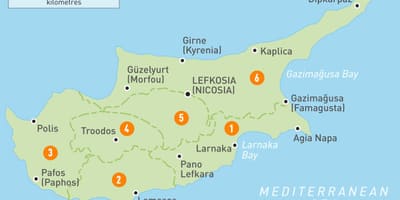 Harta Cipru și zonele înconjurătoare